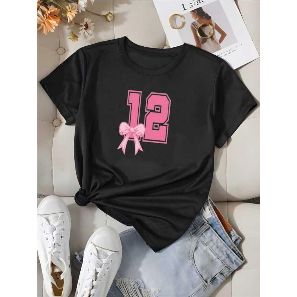 Kaos wanita katun adem angka 12 terbaru t-shirt wanita atasan angka treading viral kaos / atasan wan