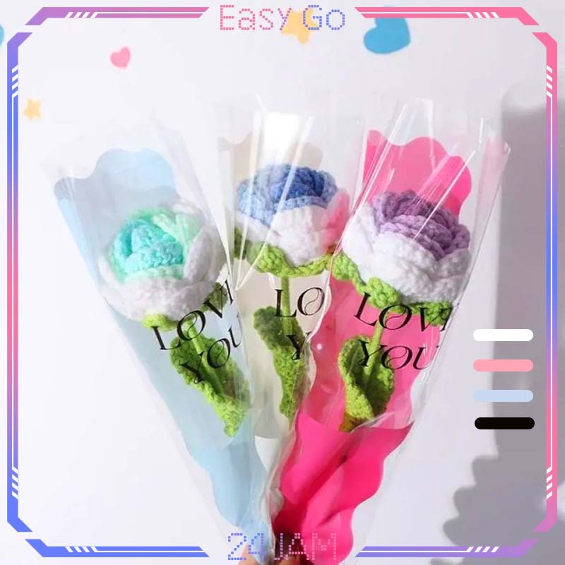 

Isi 50pcs Single Rose Box Plastik Bungkus Bunga Transparan Plastik Pembungkus Bunga Kantong Plastik Bunga