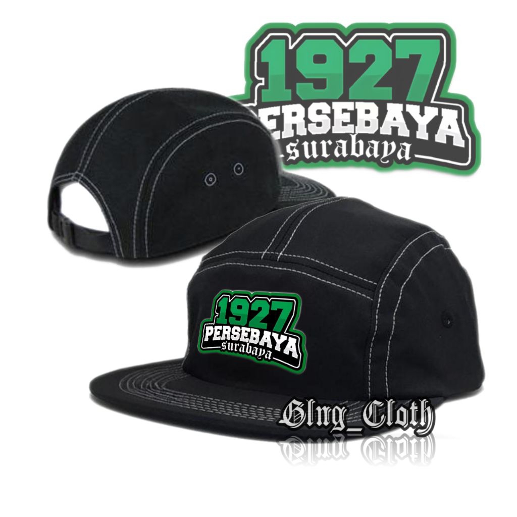 Topi 5 Panel 1927 Persebaya Surabaya - Five Panel Snapback Hat Caps Casual - Topi Lima Panel Distro