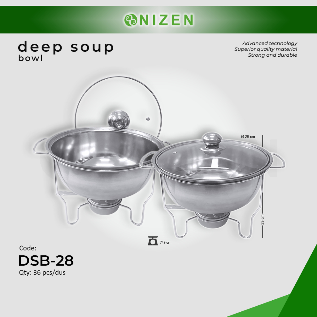 DEEP SOUP / PRASMANAN STAINLESS STEEL PEMANAS MAKANAN CHAFING DISH