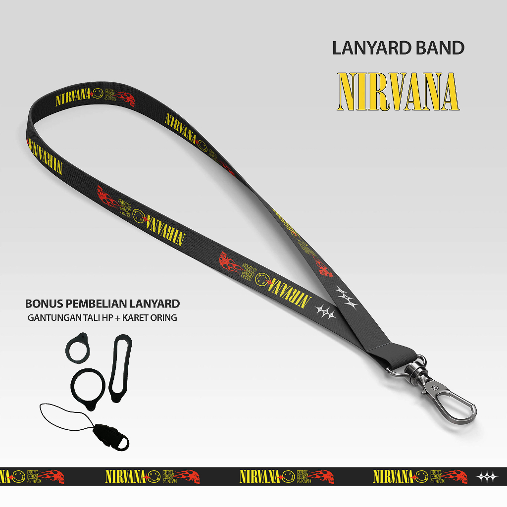 

Nirvana - Lanyard | Gantungan Id Card | Tali Lanyard | Lanyard Nirvana | Id Card | Lanyard Band 1.5cm