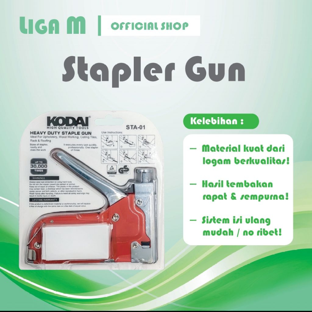 

Stapler Gun KODAI / Alat Staples / Tembakan Stapler / Material Baja Kuat / Tembakan Rapat Sempurna