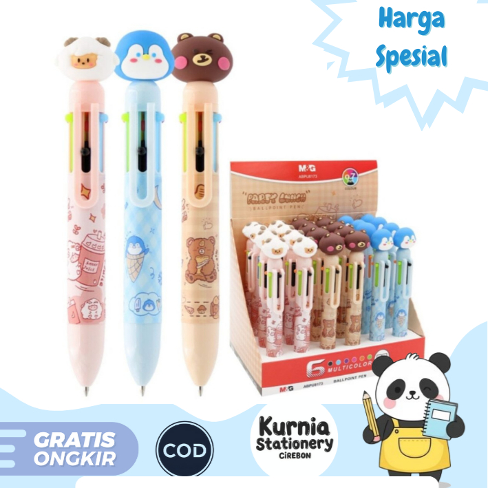 

M&g Bollpoint 6 Warna Party Lunch Motif Hewan 0.7mm bollpoint 6 In 1 ABPU8137 (Satuan)