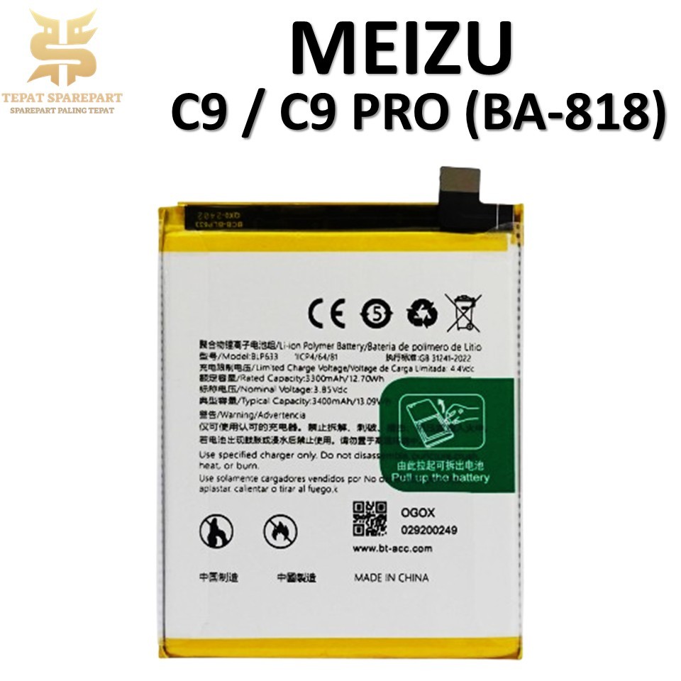 BATERAI MEIZU BA-818 C9 / C9 PRO  Batre Batrai Baterai ORIGINAL 100%