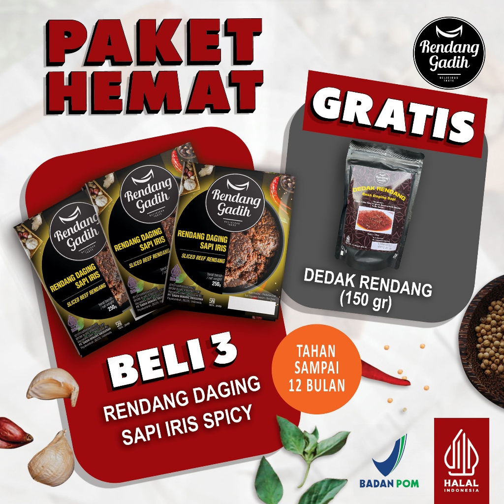 

Rendang Gadih - Paket 3 pcs Rendang Daging Sapi Iris @ 250 g