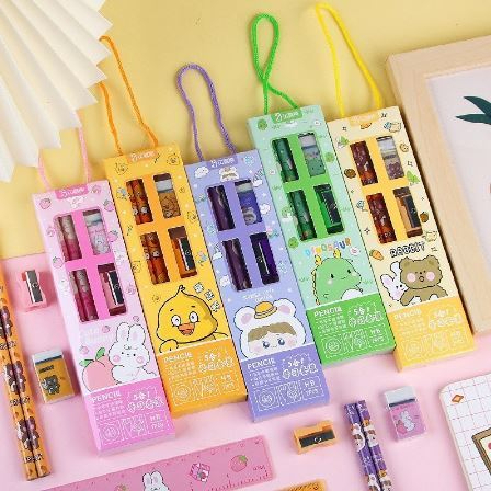 

Alat Tulis Anak Sekolah Penghapus penggaris Pensil Serutan Karakter Lucu Set Motif Kartun Set 5 IN 1