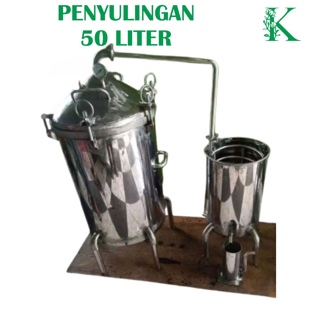 alat pembuat minyak atsiri penyulingan destilasi minyak atsiri kapasitas 50 liter stainless steel si