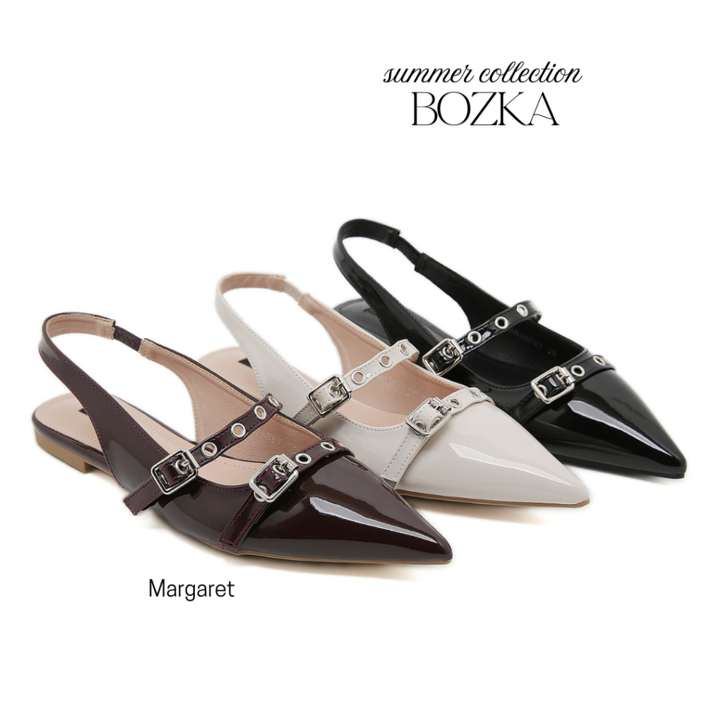 Bozka sepatu sandal wanita flat Margaret black fashion