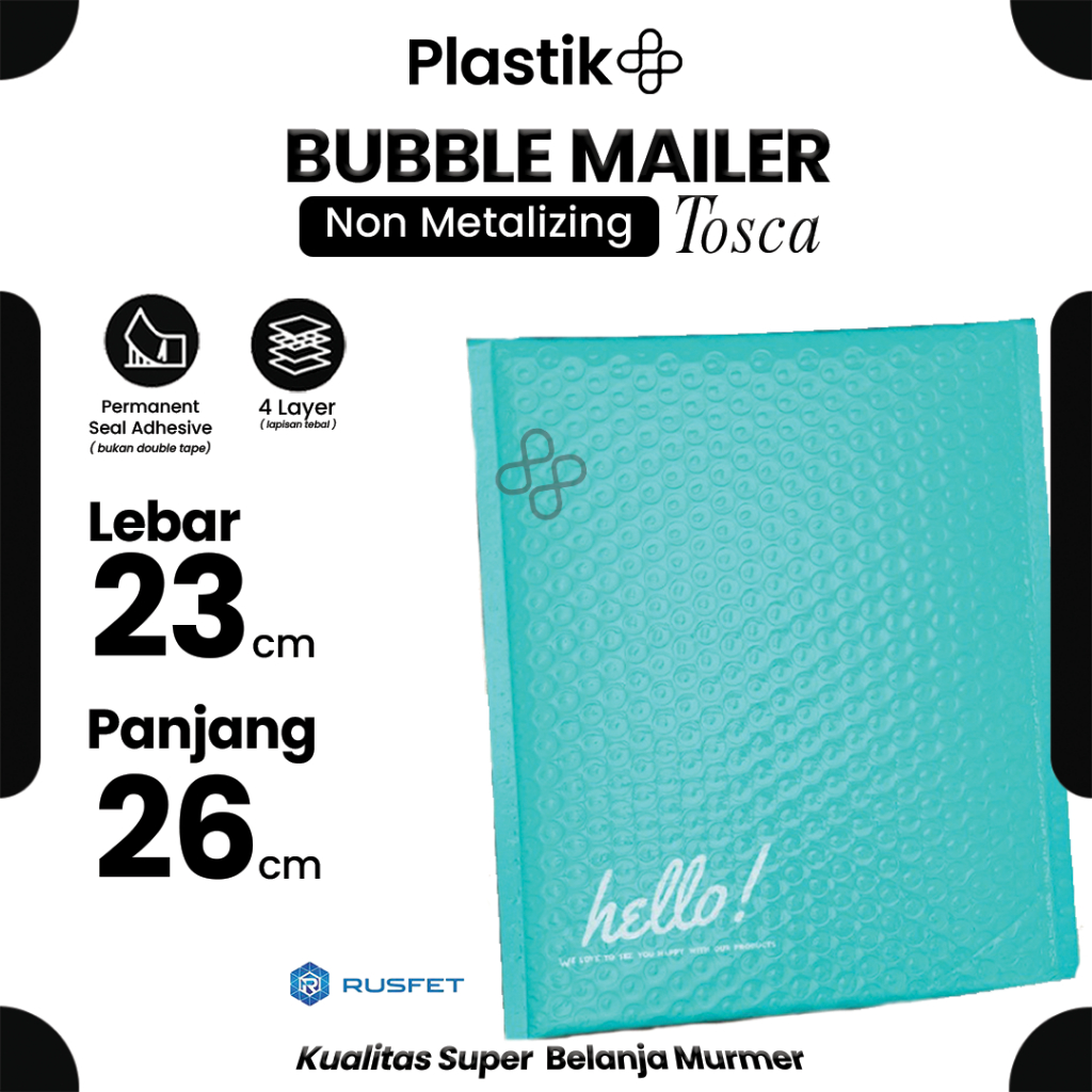 

Amplop Security Bubble Mailer Tosca (Biru) Glossy 23 x 26cm Premium Solid Color Rusfet Harga Satuan
