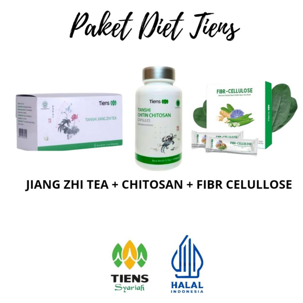 PAKET PELANGSING BADAN TIENS LENGKAP JIANGZHI TEA + CHITIN CHITOSAN +FIBR CELULLOSE