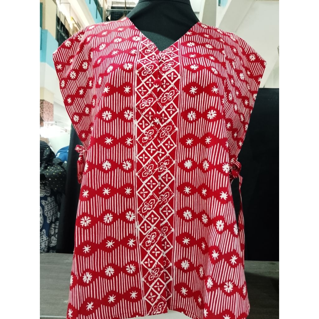 vest Batik rompi Batik katun merah putih batik cap asli