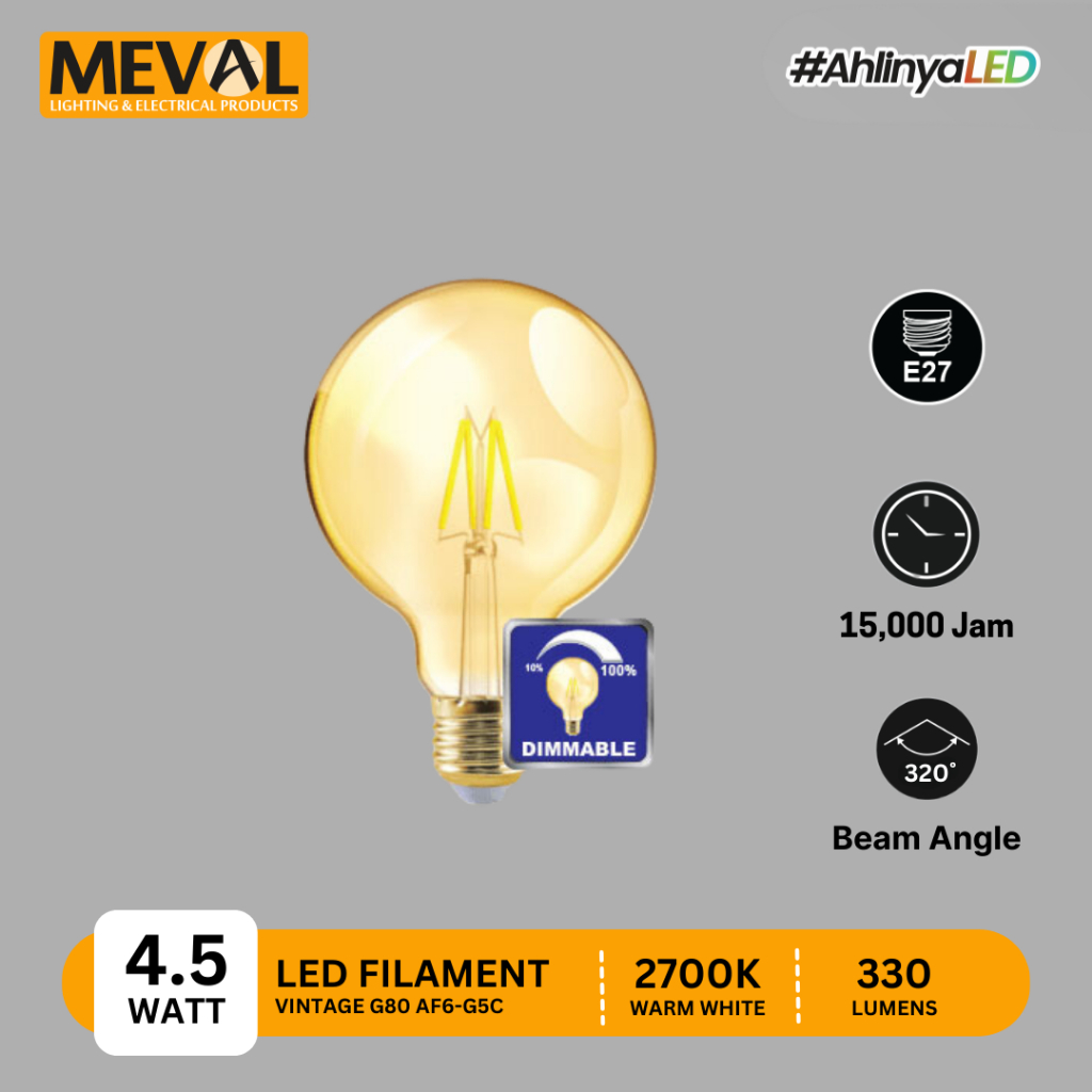 MEVAL Lampu Hias Classic LED Filament Vintage - 4.5W Dimmable