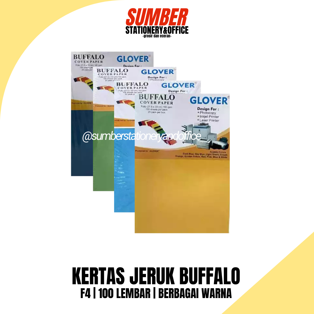 

Kertas Buffalo / Cover Paper Buffalo F4 - Kertas Jeruk - Isi 100 Lembar [1 Pack] (KJ-B)