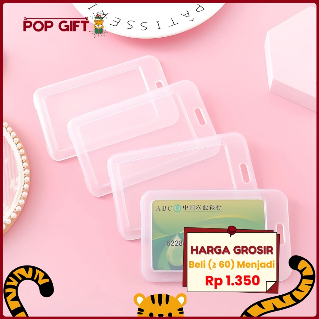 

PG ID Card Holder Transparan Kotak Bening Tempat Isi Kartu Name Tag Name Tag Transparant 2 Sisi AT41