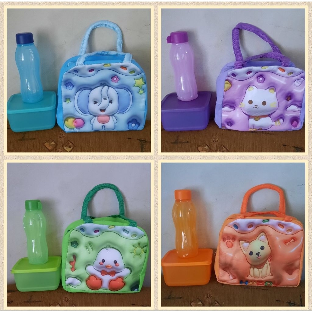 Wadah bekal anak & botol Tuppy ori + tas (1set)