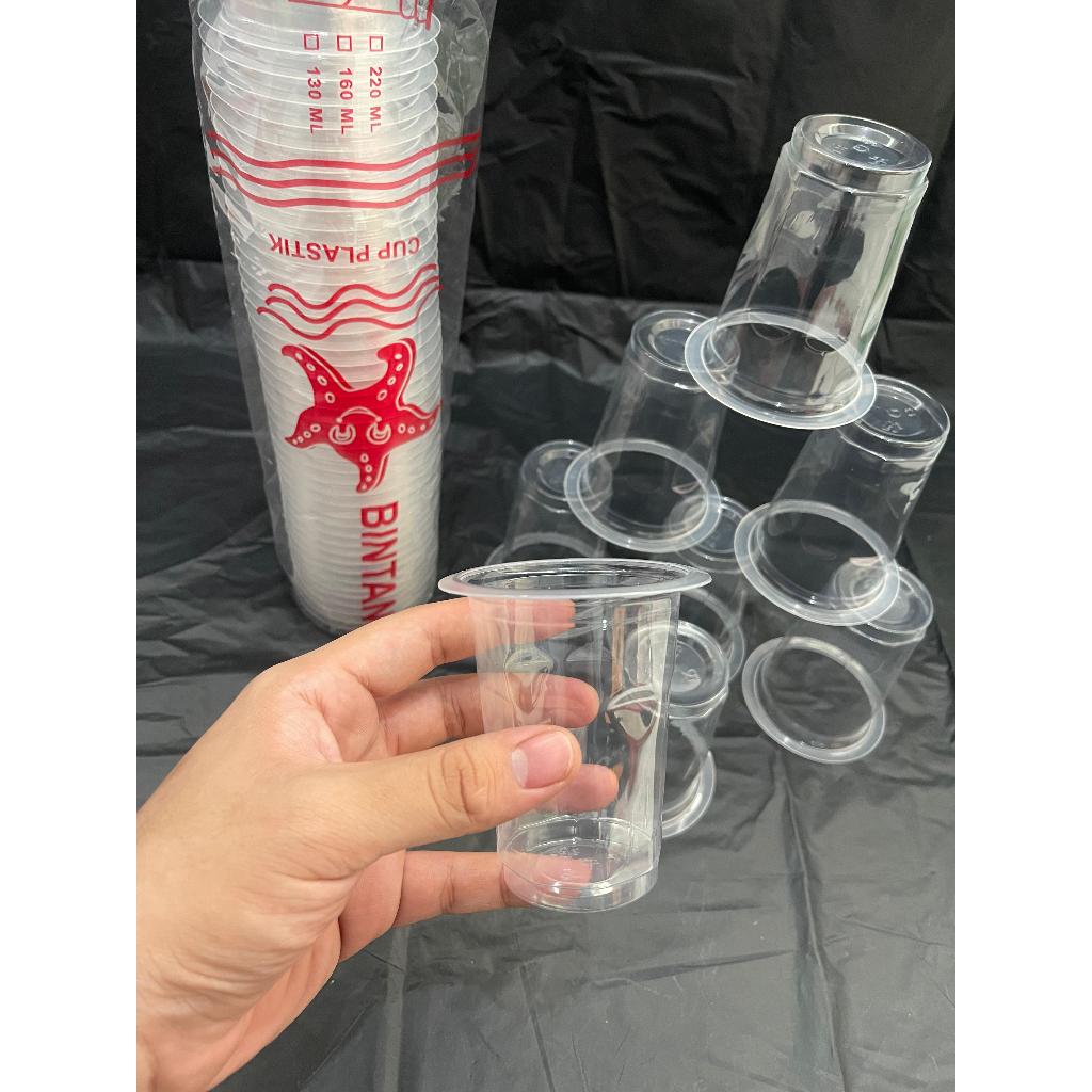 GELAS KOPI/GELAS PLASTIK KECIL BENING BINTANG LAUT 220ML GELAS KOPI SUSU TEH SISRI ISI 50 PCS