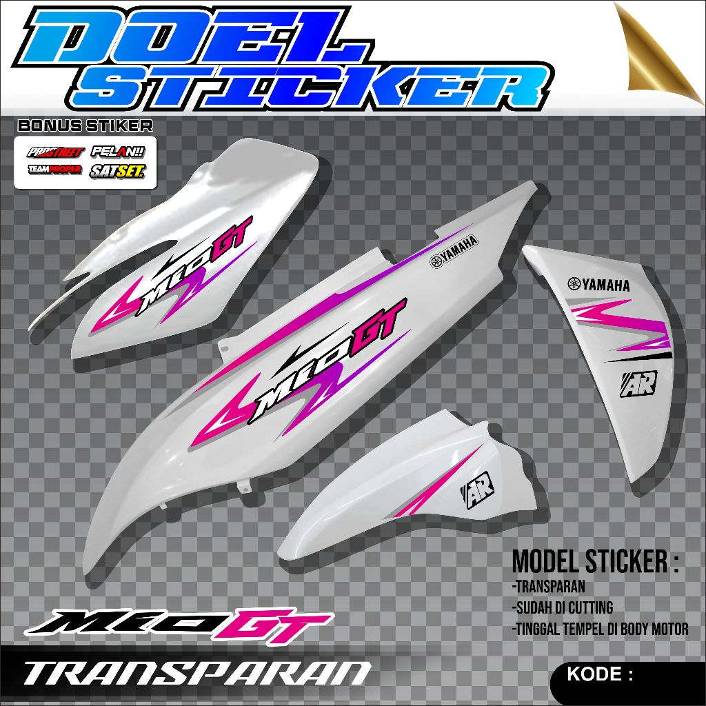 Stiker Striping Mio GT Sudah Cutting - Sticker Motor Yamaha Mio GT Variasi Transparan Doel 07