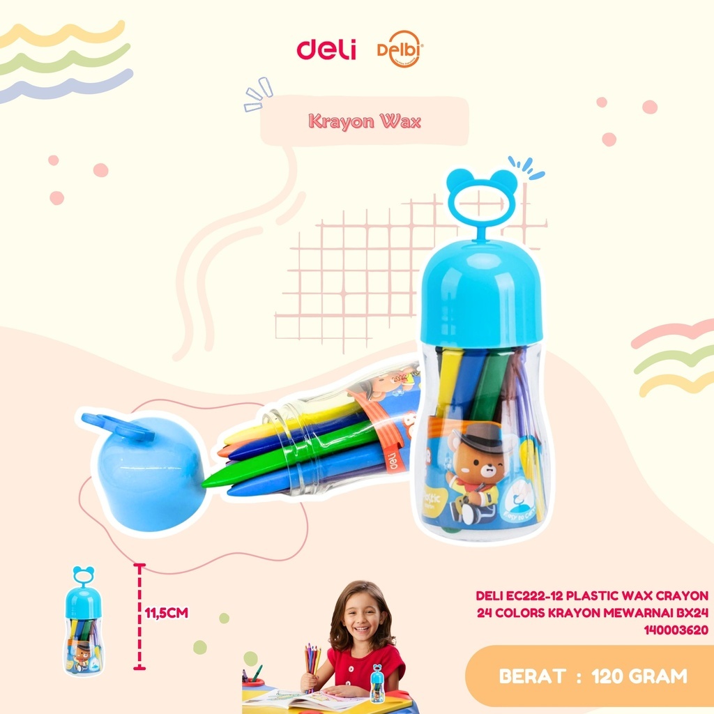 

DELI PLASTIC WAX CRAYON KRAYON MEWARNAI