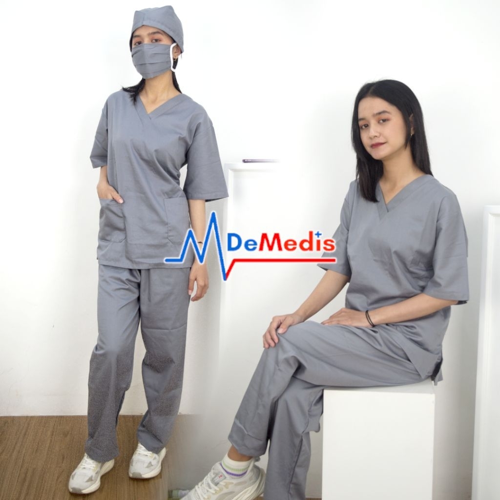 Baju OK OKA Lengan Pendek Baju Jaga Dokter Perawat Scrub Medis Pria Wanita