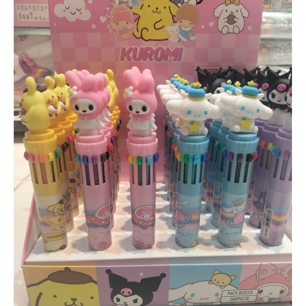 

1 BOX PEN 10 WARNA SANRIO CLOWN ISI 36