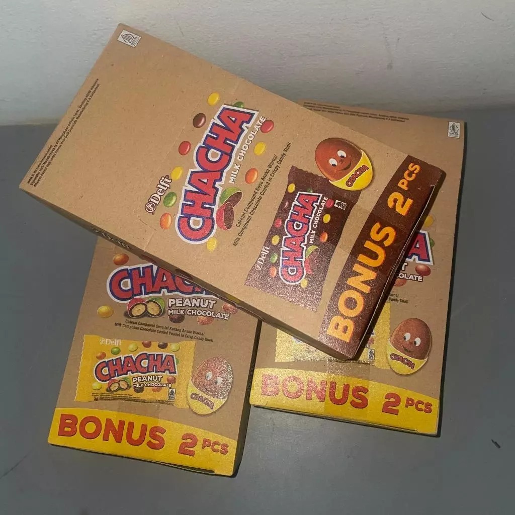 

DELFI CHA-CHA RENCENG MILK - PEANUT 7 GRAM ( 1 BOX / 20 PC ) / COKELAT KACANG BISKUIT