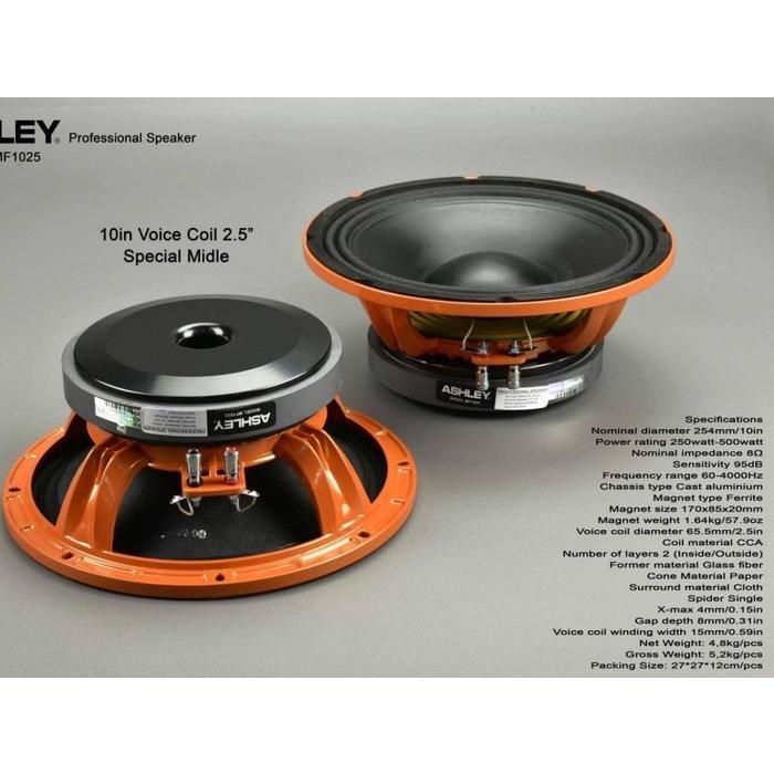 Speaker ASHLEY 10inch Spesial middle mf 1025 ORI