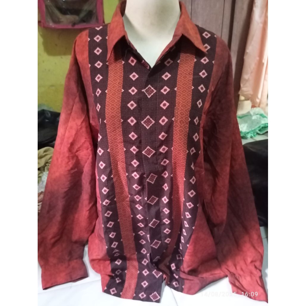 Kemeja jumputan khas Palembang/kemeja sutra/kemeja batik pria PRELOVED