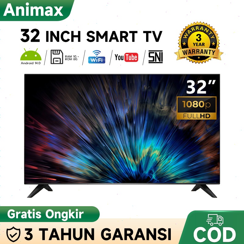 ANIMAX Smart TV 32 Inch Digital TV LED 32 inch Televisi LED Web browser-Youtube-WIFI Garansi 3 tahun