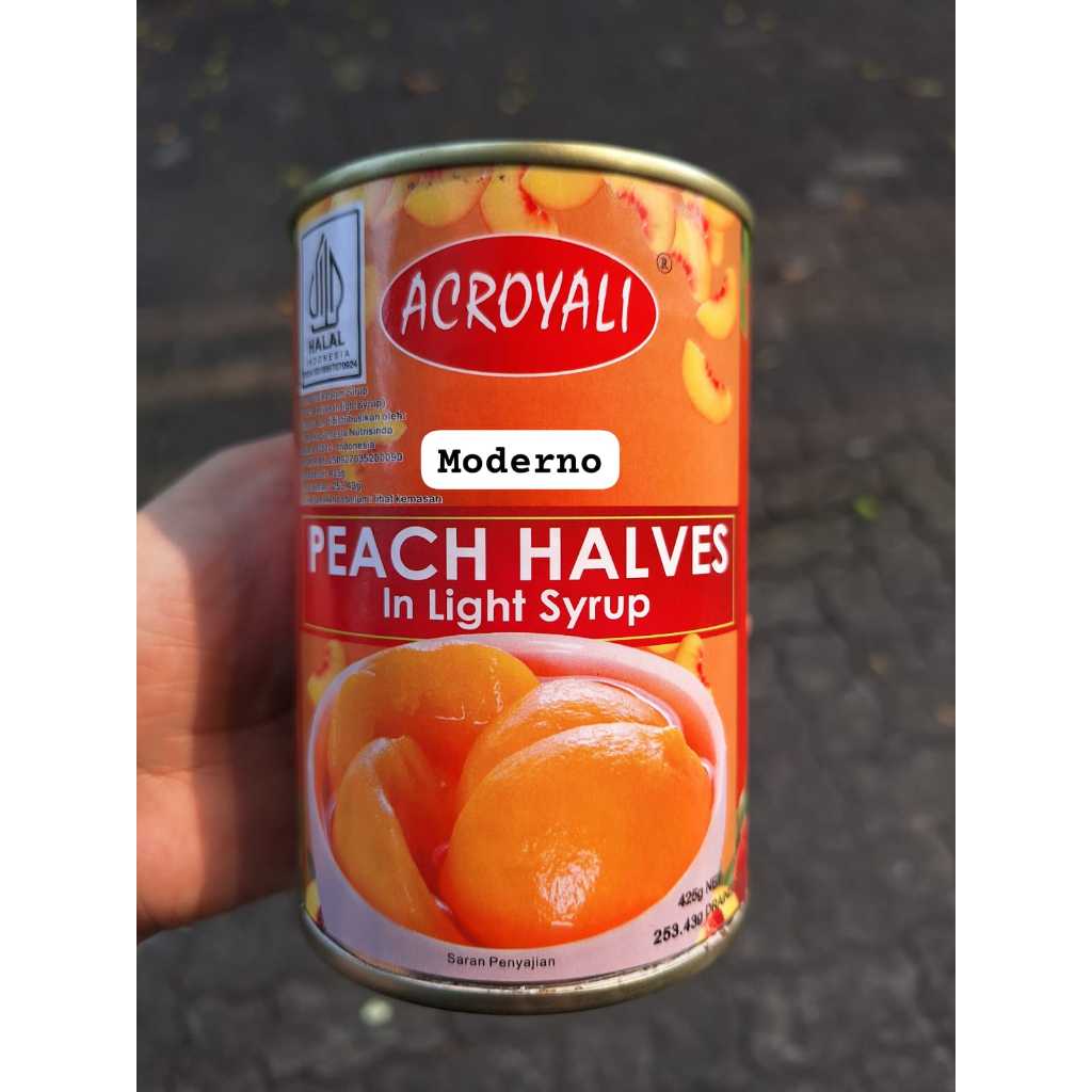 

Acroyali peach halves 425gr
