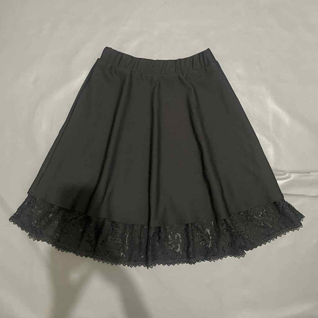 DEWASA B065 (NO BRAND, PRELOVED) Celana Rok Flare Rempel Pendek Panjang Midi Katbol Spandex Pinggang