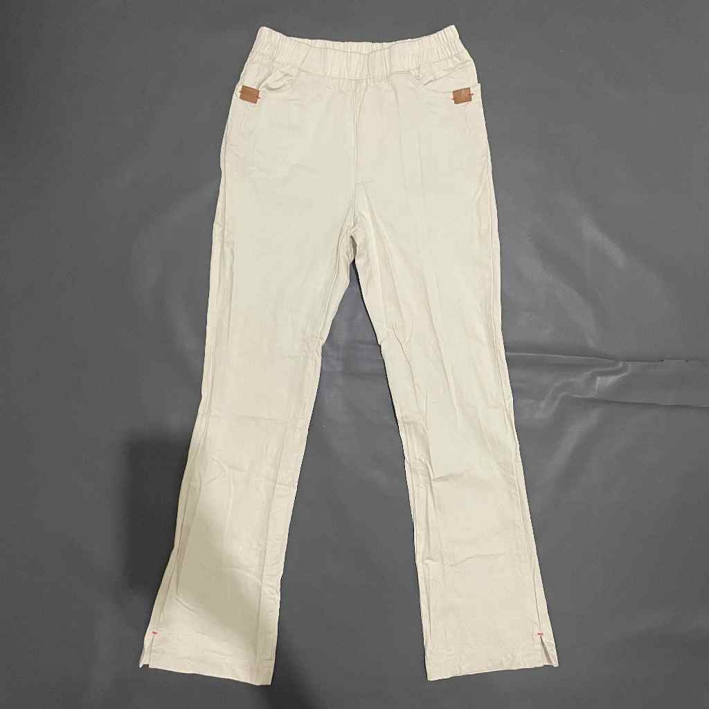 DEWASA B066 (NO BRAND, PRELOVED) Celana Panjang Jeans Flare Semi Cutbray Pinggang Karet Stretch Mela