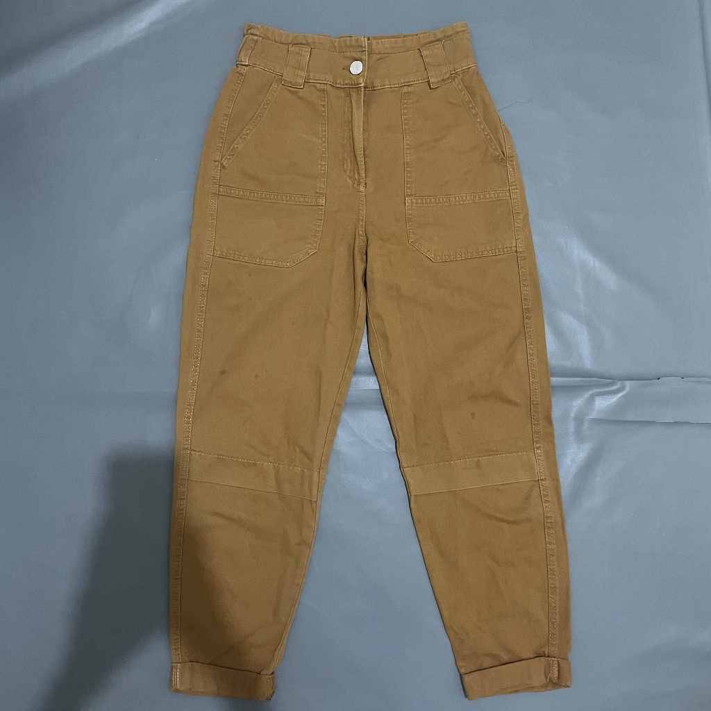 DEWASA B078 (BERSHKA ORI, PRELOVED) Celana Panjang Pinggang Karet Rumbai Highwaist Semi Joger Jogger