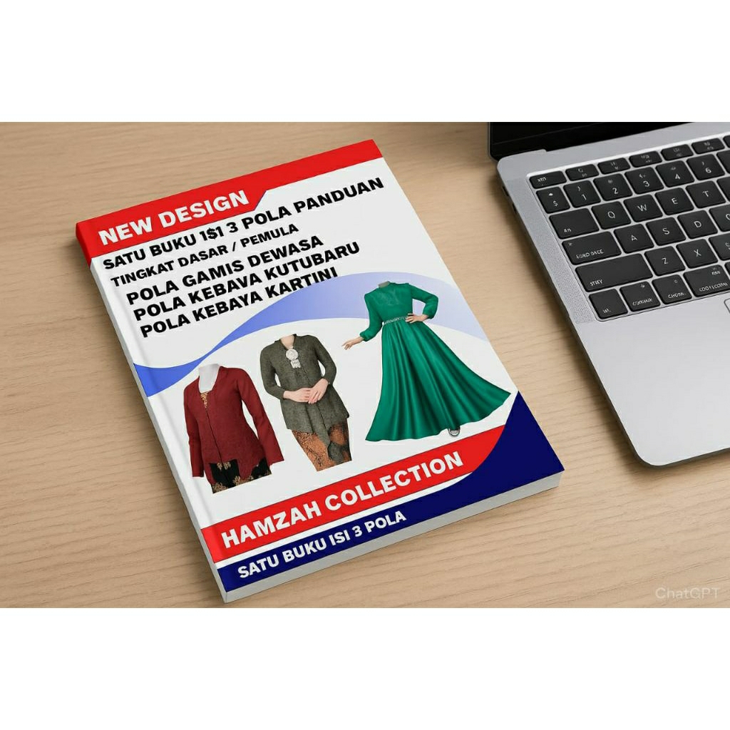BUKU MENJAHIT PANDUAN CARA MEMBUAT POLA GAMIS DEWAS, KEBAYA KUTUBARU, KEBAYA KARTINI ( satu buku isi