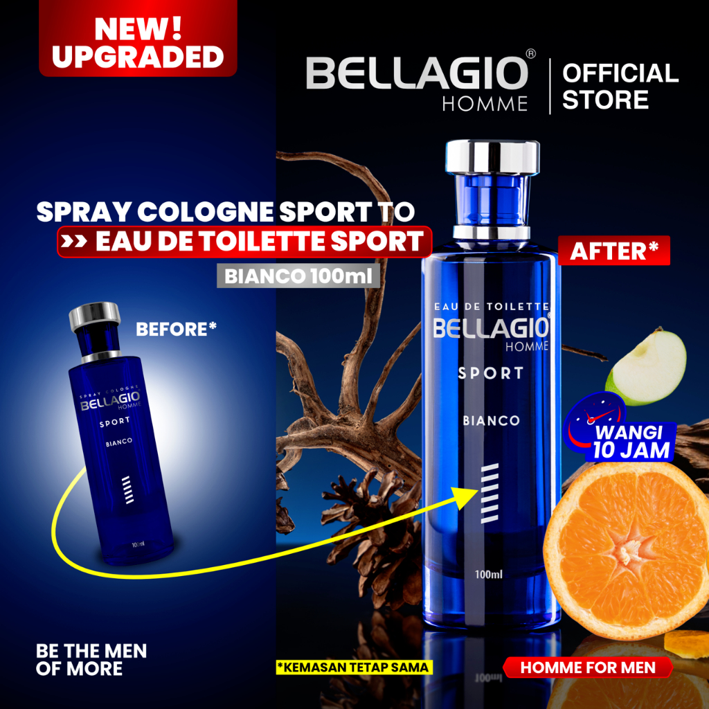 Bellagio Homme Eau De Toilette Sport White - Bianco 100ml Parfum Pria Wangi Tahan Lama
