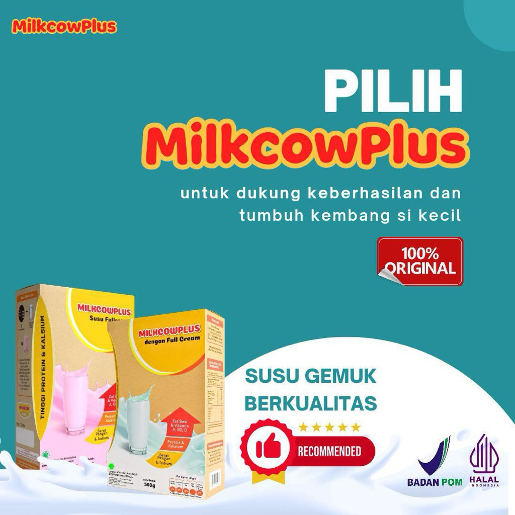 

MILKCOWPLUS SUSU SAPI PENAMBAH NAFSU MAKAN, PENGGEMUK BADAN, DAN PENINGGI BADAN 500gram