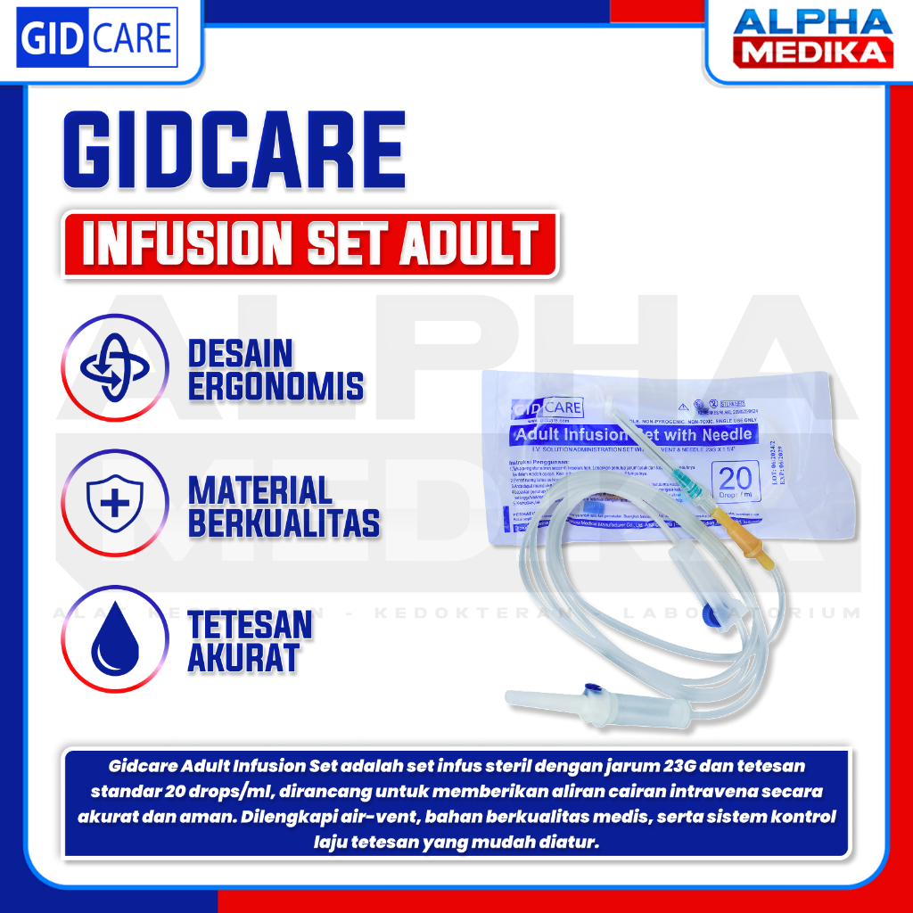 GIDCARE - INFUS SET DEWASA STANDAR / Infusion Set Adult Gidcare