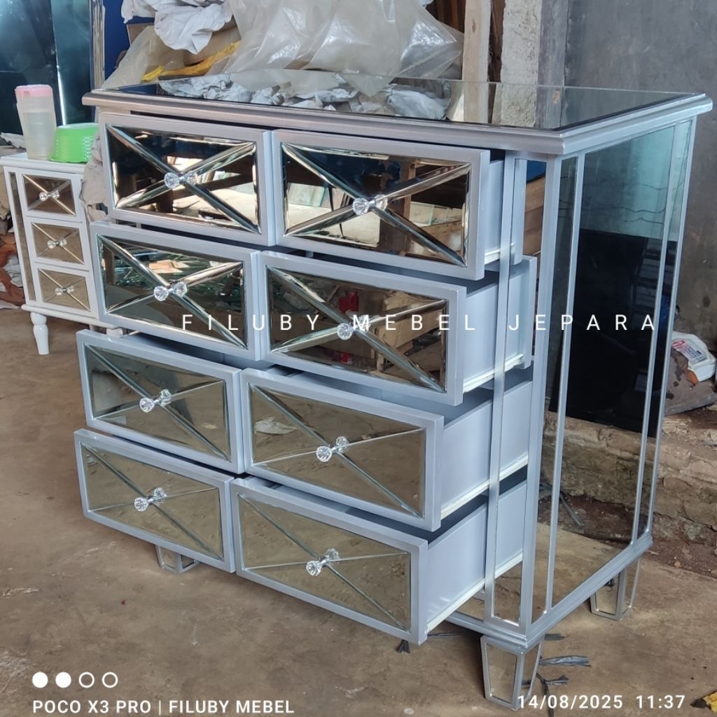 Bufet TV Kabinet credenza bufet kayu bufet kombinasi kaca cermin