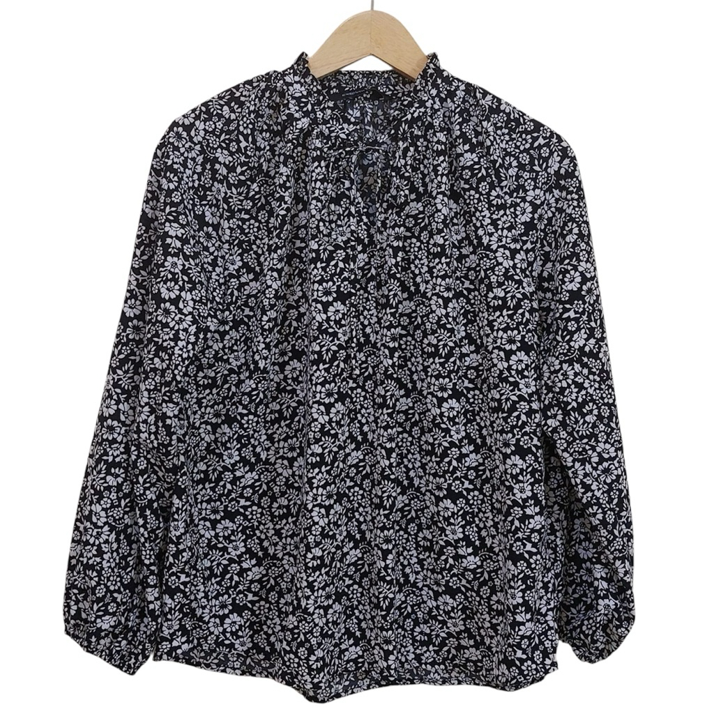 Printed Balloon Sleeve Blouse