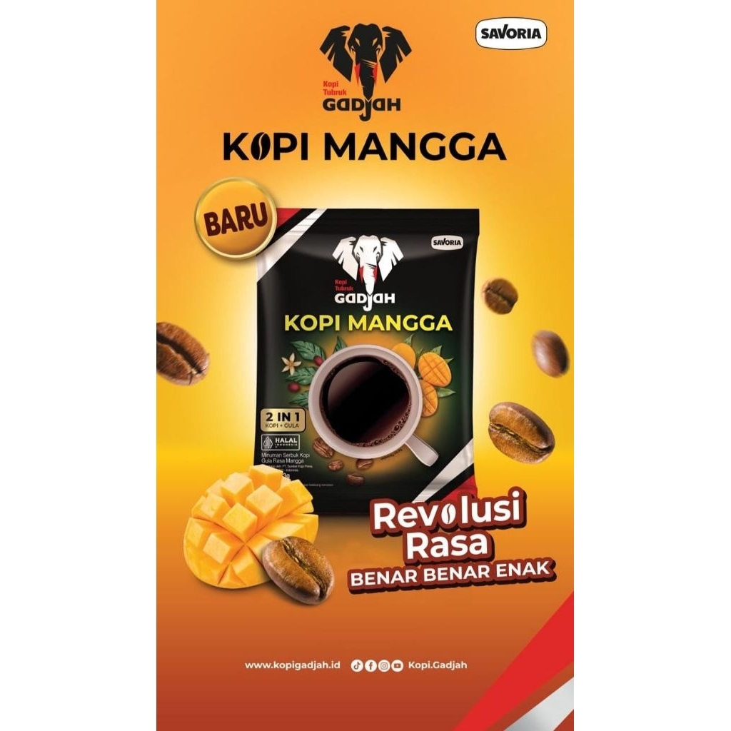 

Baru !!! Kopi Gajah Special Mix Kopi Rasa Mangga 23gr Coffee (1rtg isi 10 sachet)