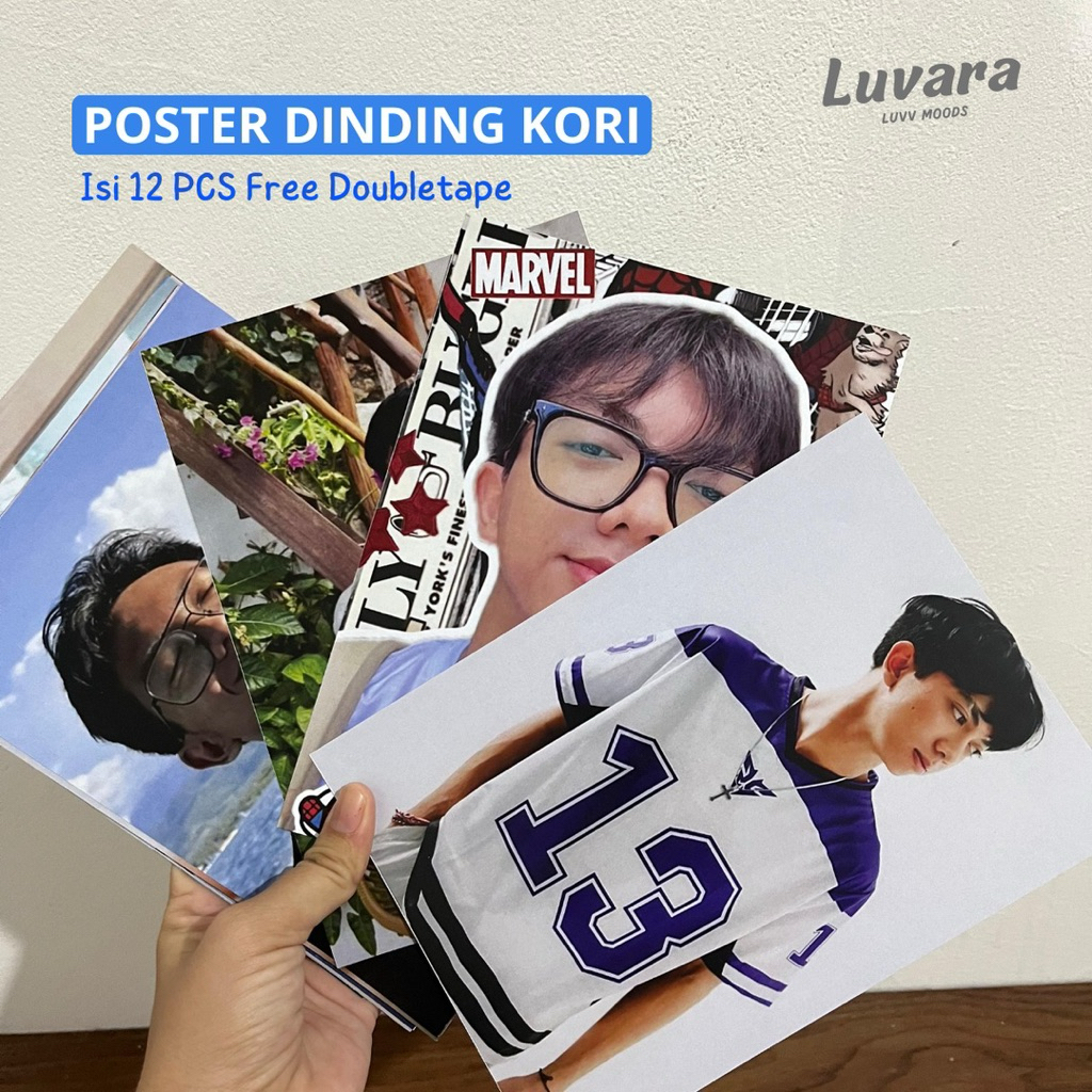 Poster Dinding Kori Isi 12 Gambar ukuran A5 Tinggal Tempel Bonus Lem Doubletape