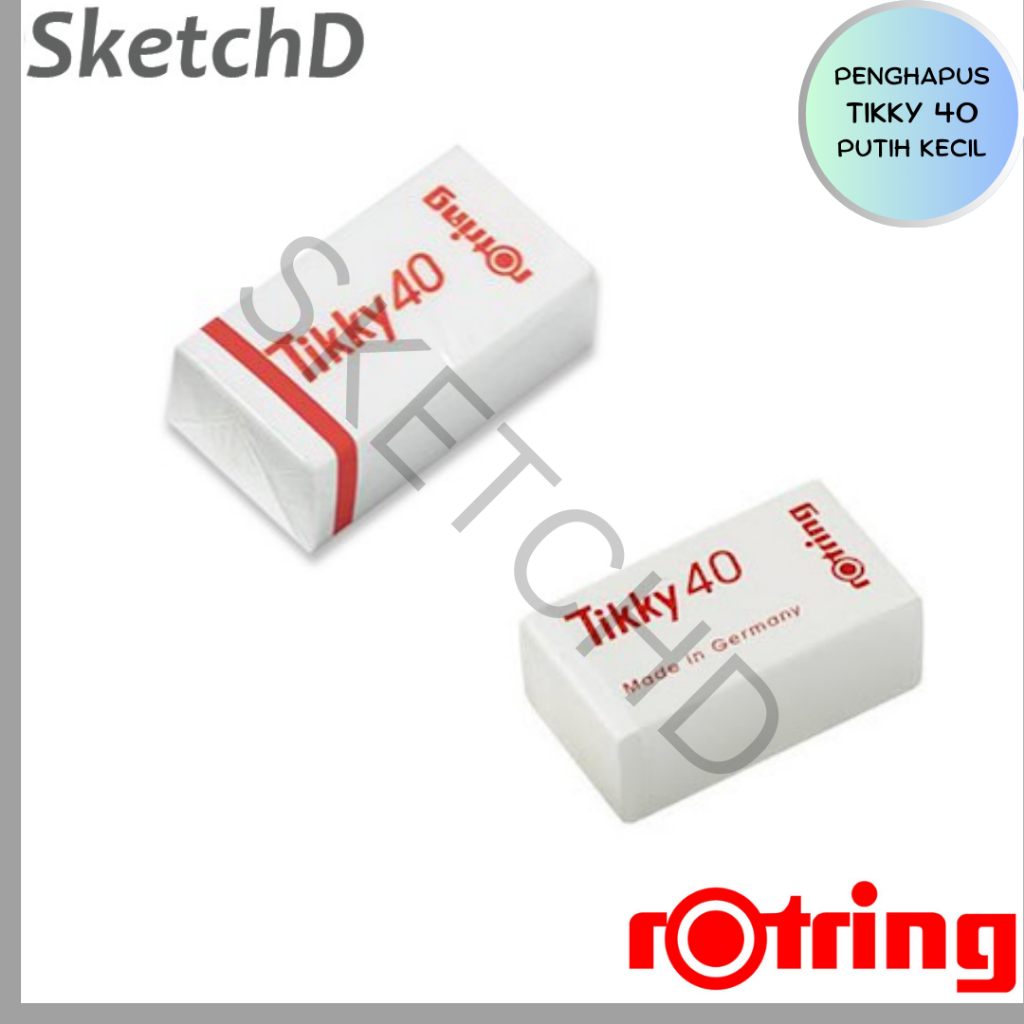 

Karet Penghapus Pensil Putih Kecil Rotring Tikky 40 Small Pencil Eraser White Premium No Residue