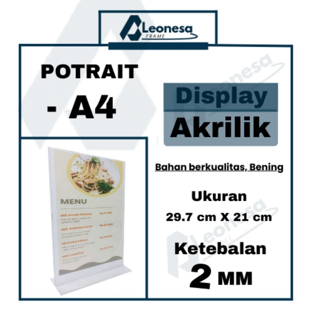 

Tempat Brosur Display Menu Standing Akrilik Acrylic Tempat Brosur/Menu/Qris Ukuran A4 Tebal 2mm