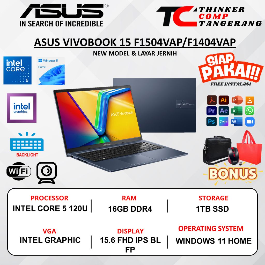 Laptop Asus Vivobook 15 F1504VAP 15 Intel Core 5 120U 16GB 1TB 15.6 FHD IPS Win11Home