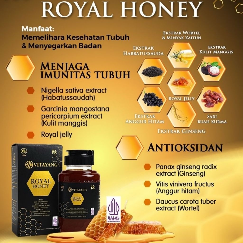 

Royal Honey KK Madu Plus 7 kandungan Legendaris : Royal Jelly, Kurma, Zaitun dll