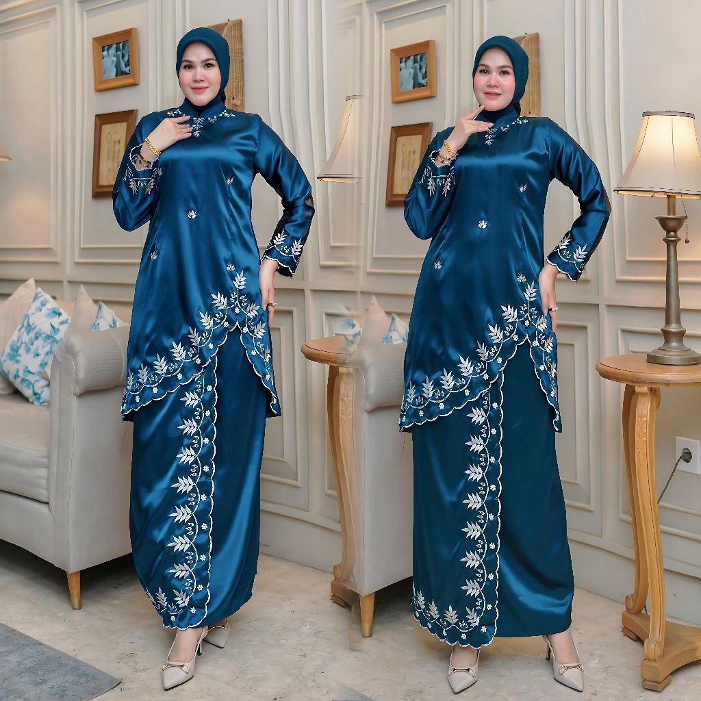 Set Tunik Melayu Fana Kebaya bordir Melayu Baju Kurung