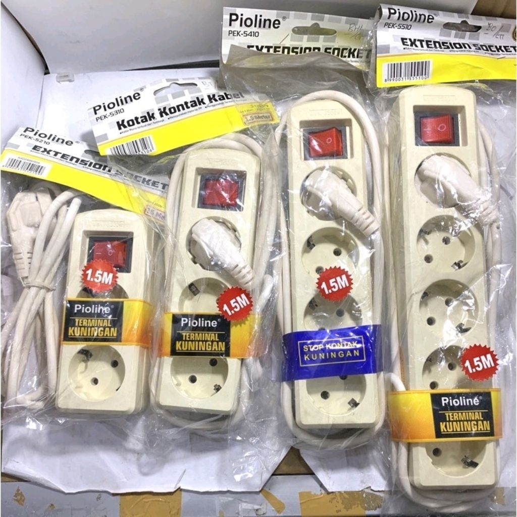 AEBRAND STOP KONTAK PIOLINE + KABEL 1.5 METER SNI - COLOKAN TERMINAL LISTRIK PIOLINE 2 3 4 5 LUBANG 