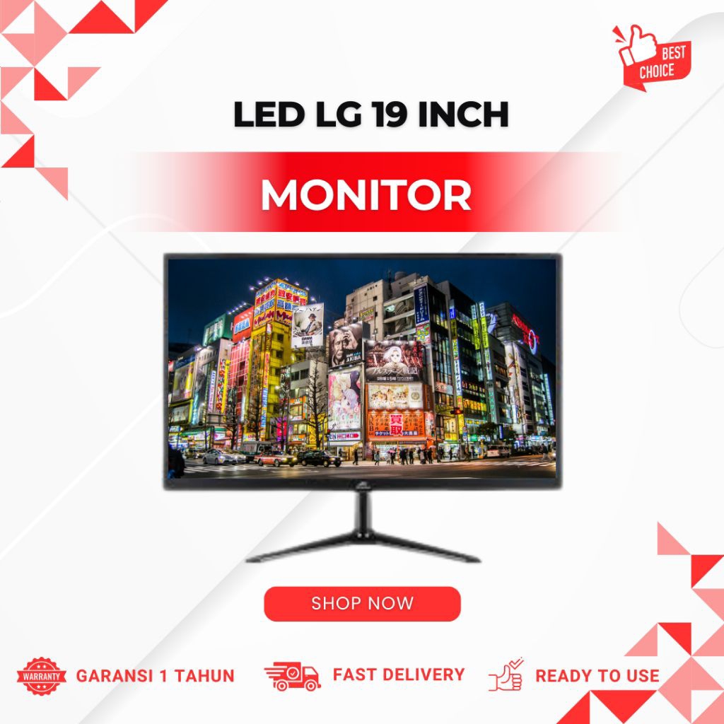 Monitor LED 19 Inch LG Layar Komputer / Monitor CCTV / Monitor Kasir POS – Hemat Listrik, Tampilan J