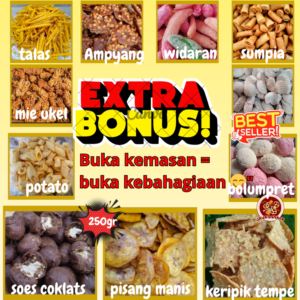 

Promo Camilan 500 Gram | Snack Setengah Kilo | Gratis Dus & Bubble Wrap