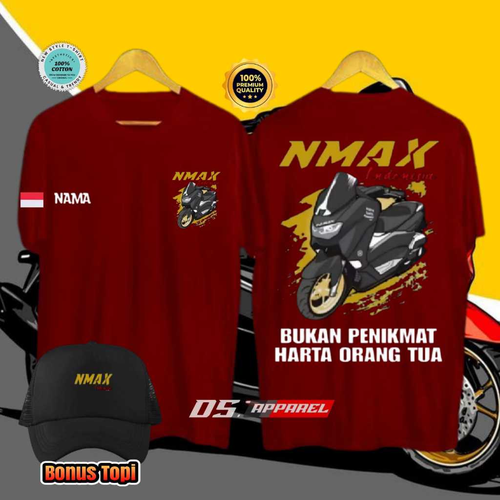 KAOS BAJU PRIA OTOMOTIF MOTOR NMAX INDONESIA (READY LENGAN PENDEK DAN LENGAN PANJANG)