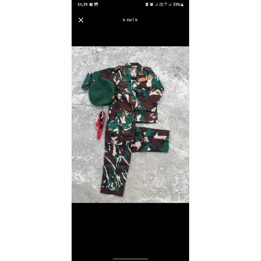 pakaian seragam TNI AD untuk anak